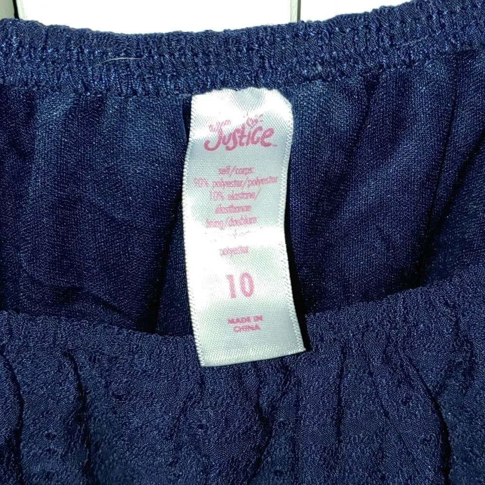 Justice Girls eyelet hankerchief navy dress SZ 10